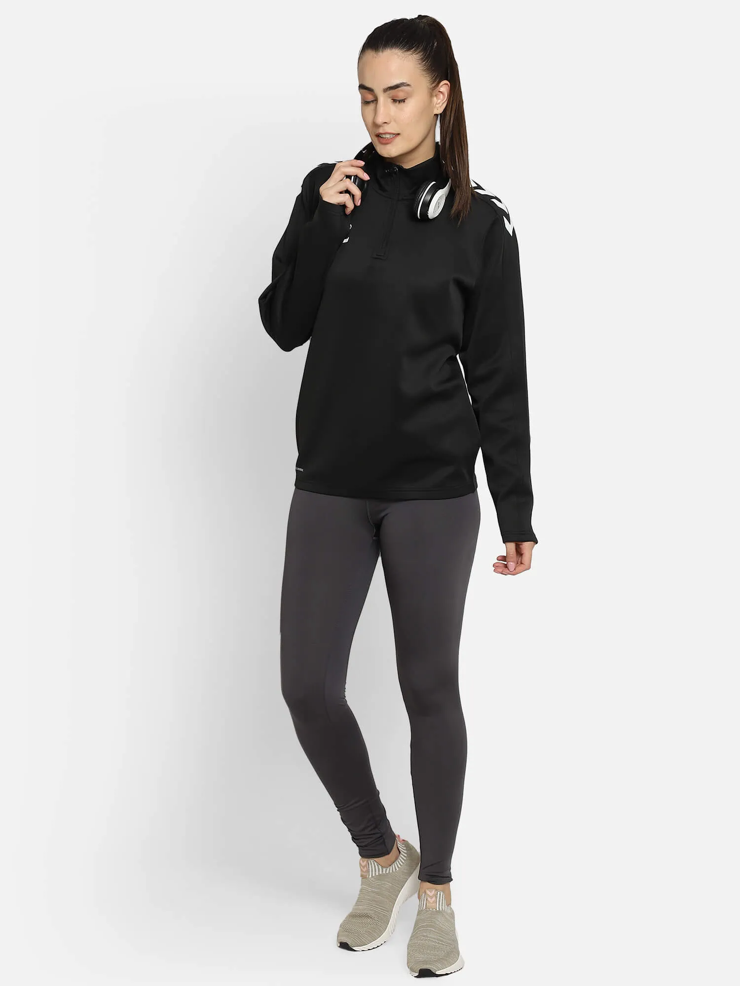 Core Women Polyester Black Sweatshirt