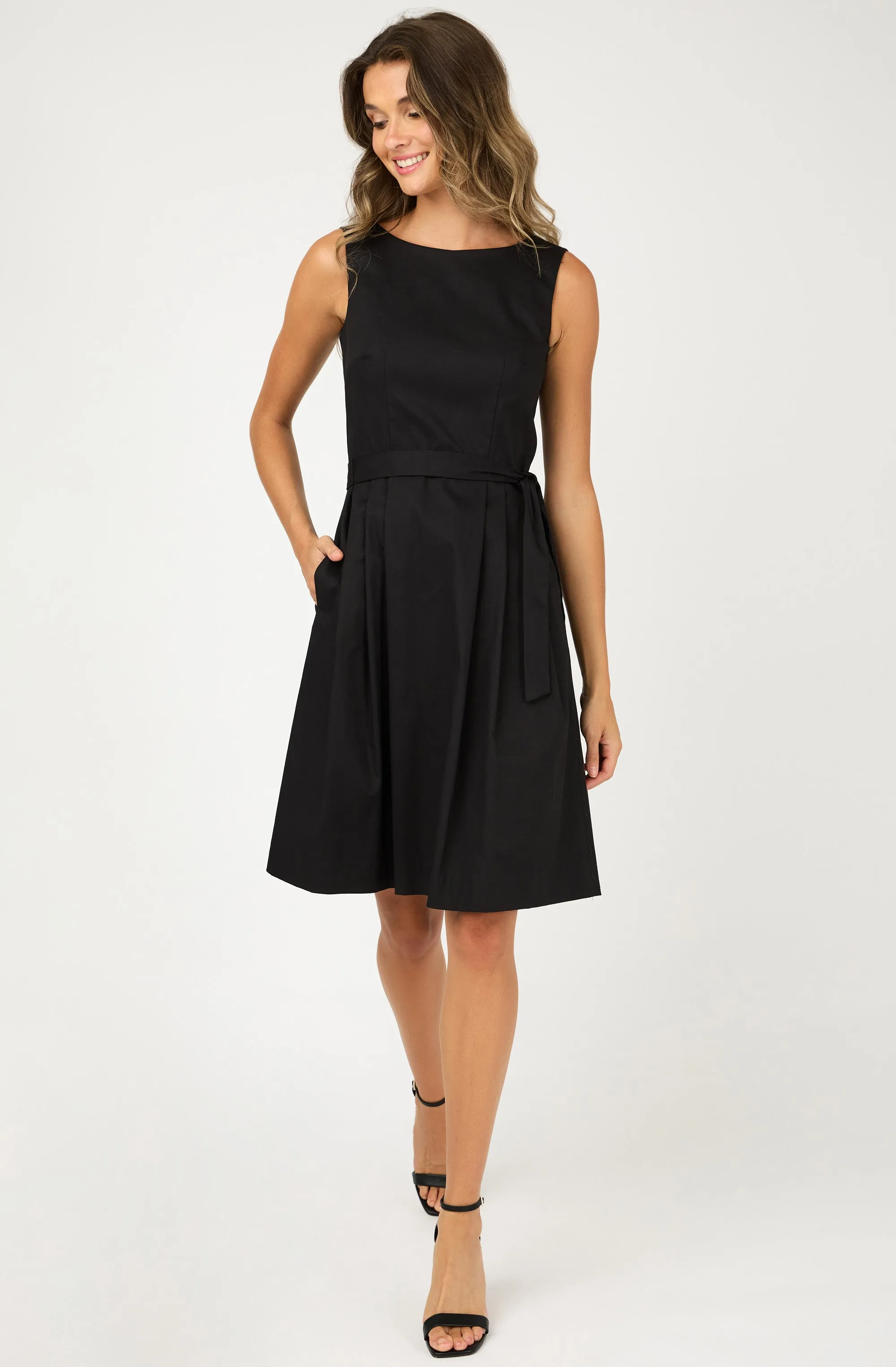 Cotton Sleeveless Belted Dress