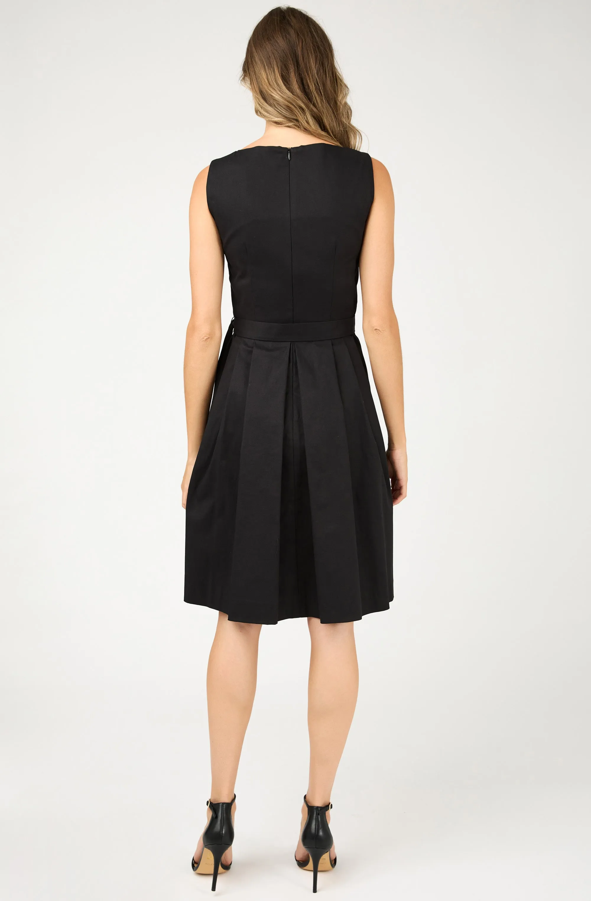 Cotton Sleeveless Belted Dress