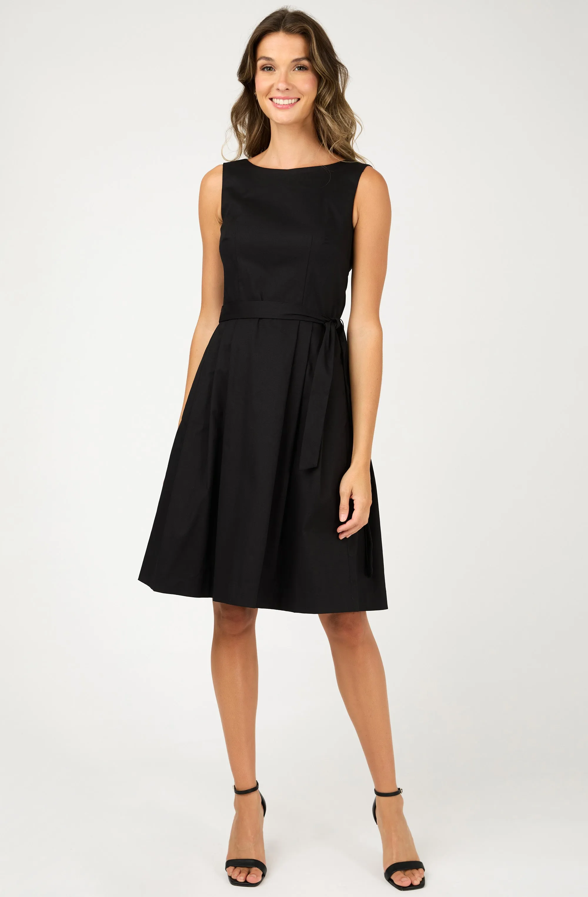 Cotton Sleeveless Belted Dress