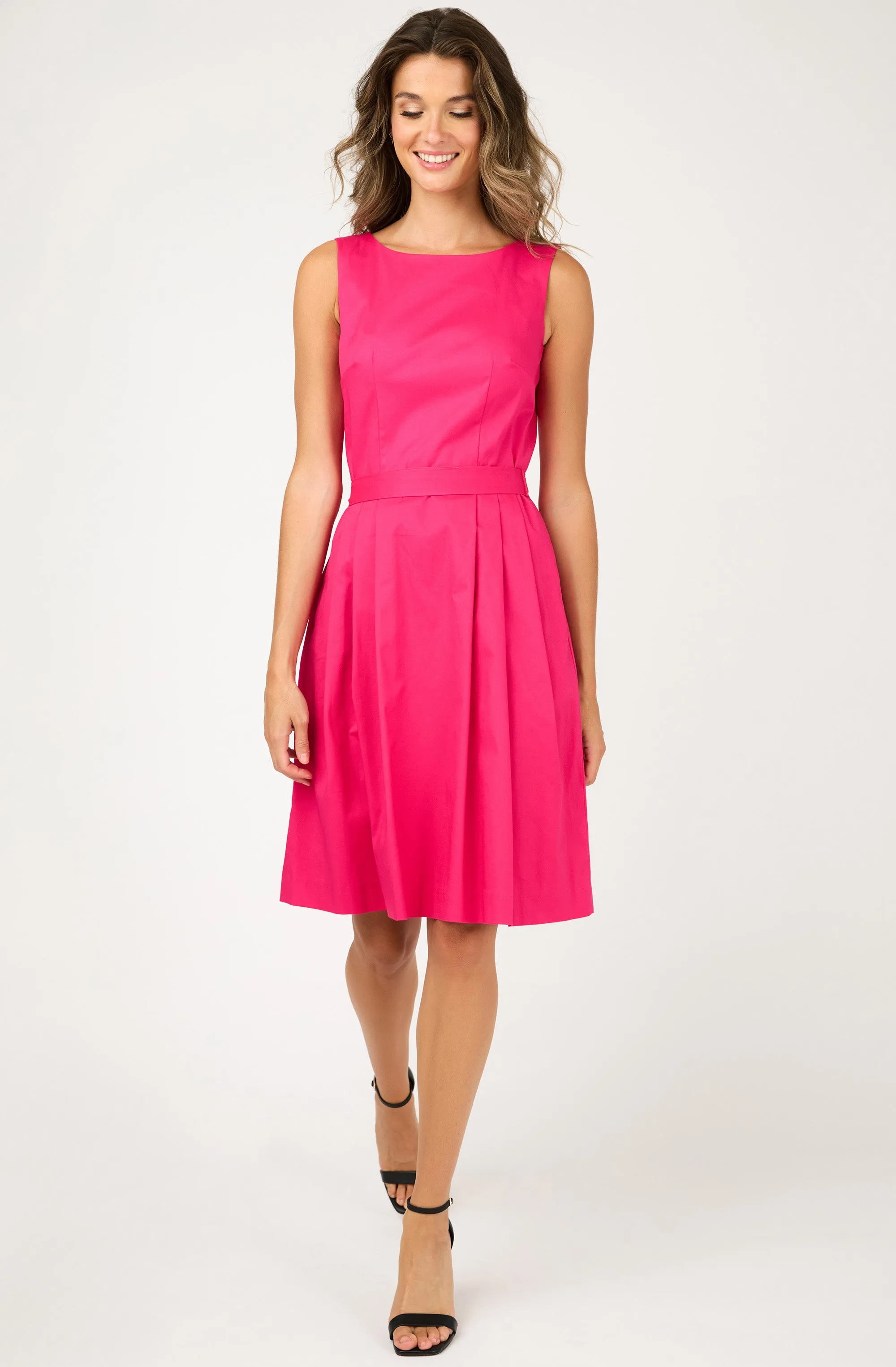 Cotton Sleeveless Belted Dress