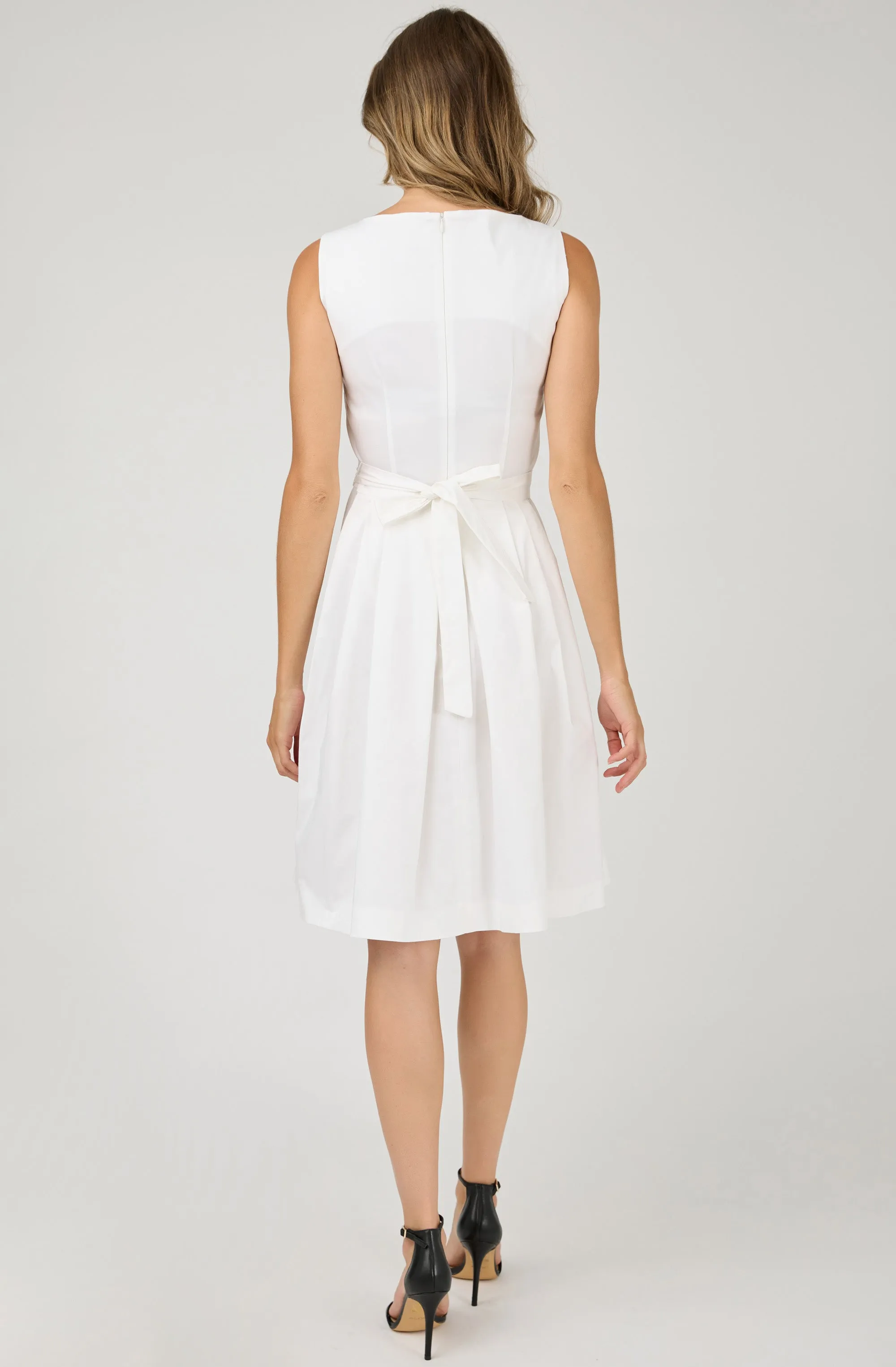 Cotton Sleeveless Belted Dress