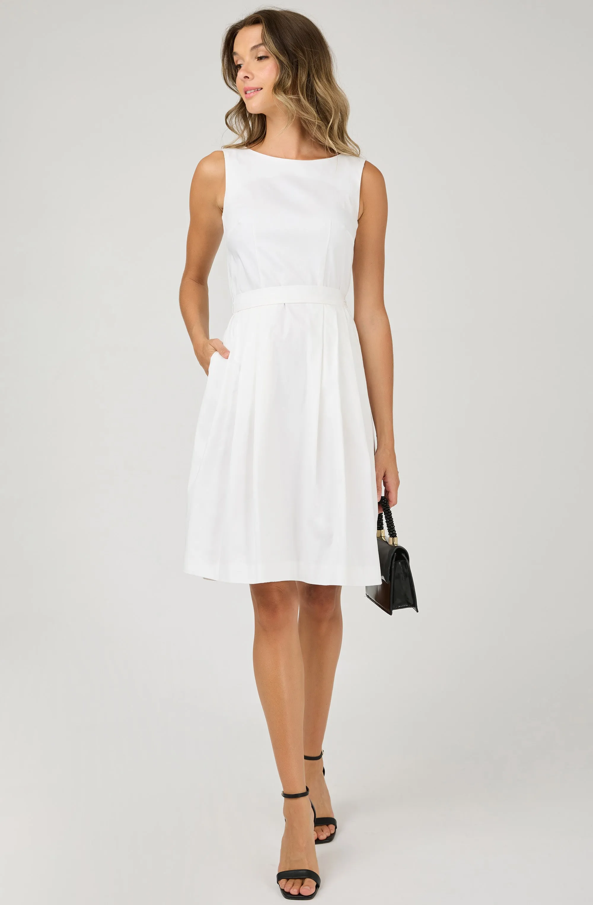 Cotton Sleeveless Belted Dress