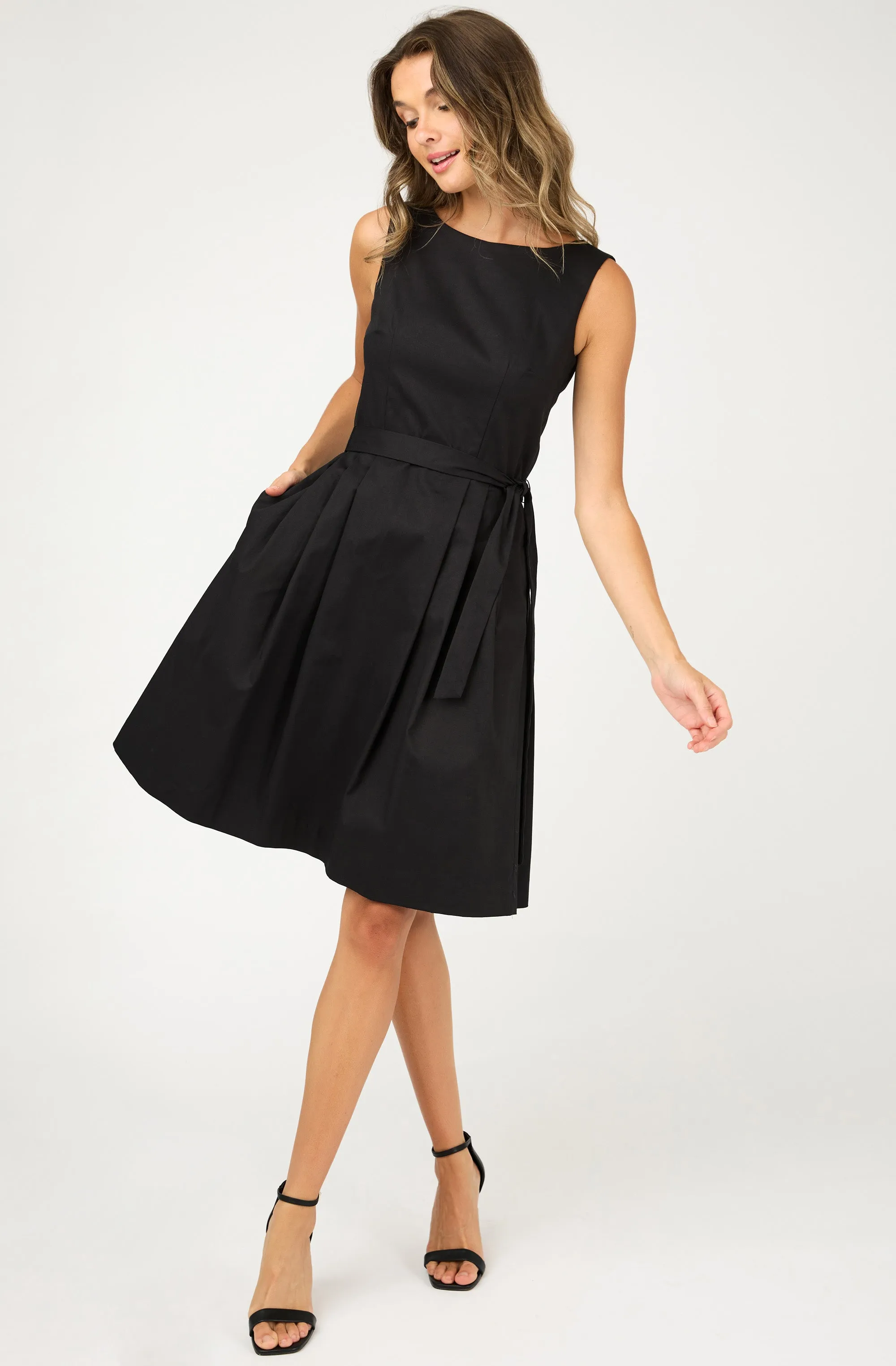 Cotton Sleeveless Belted Dress