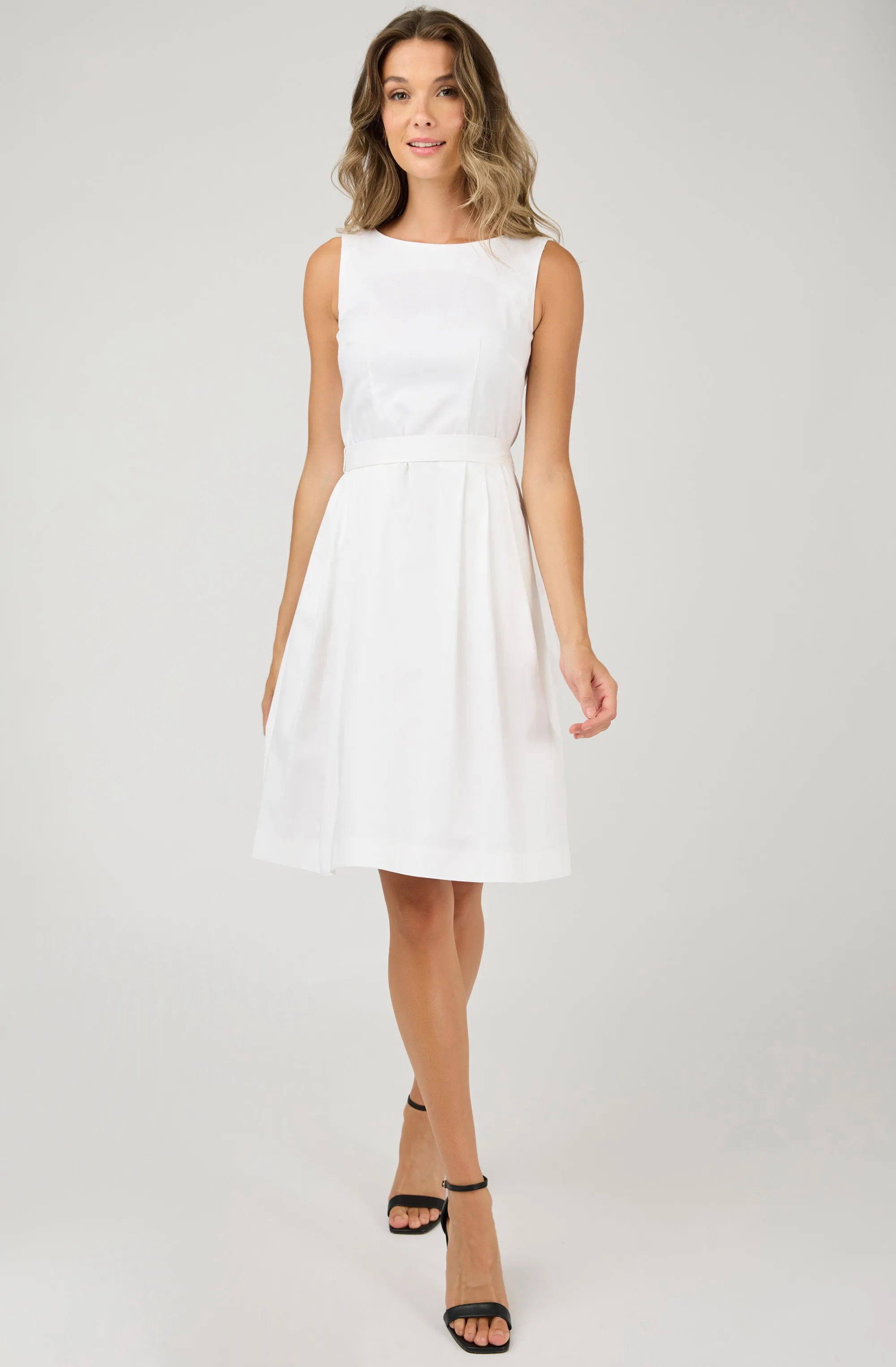 Cotton Sleeveless Belted Dress