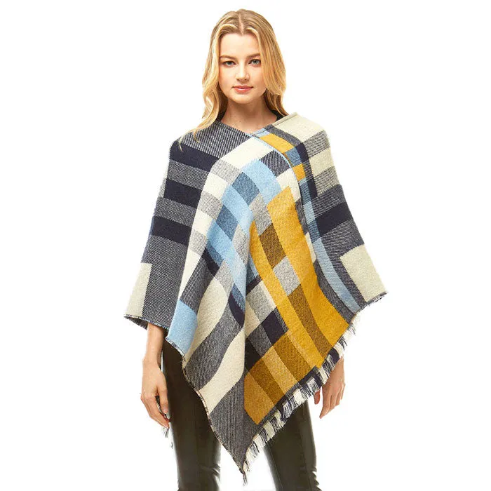 Cozy and Soft Multi Colored Plaid Poncho