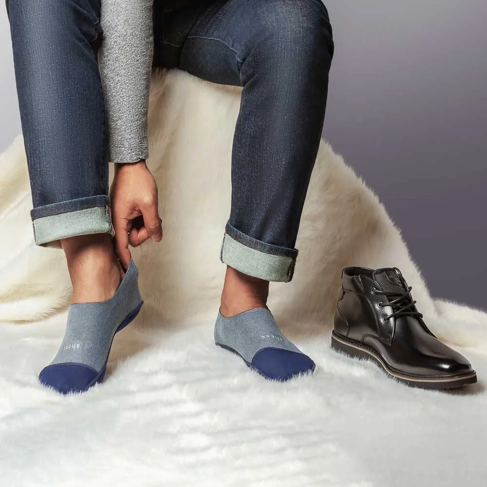 Cozy Fleece No Show Socks | BLUE GRAY