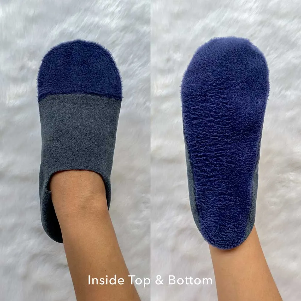 Cozy Fleece No Show Socks | BLUE GRAY