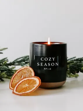 Cozy Season Soy Candle Black Stoneware Jar - 12 oz