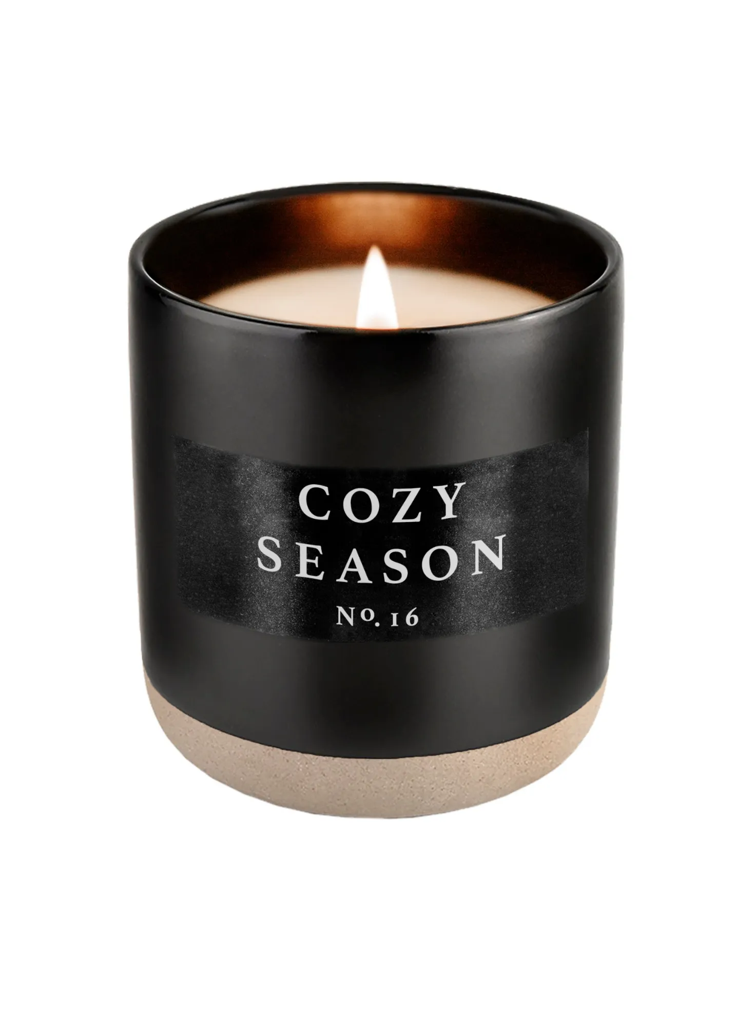 Cozy Season Soy Candle Black Stoneware Jar - 12 oz