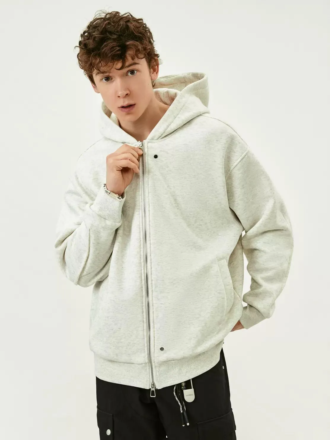 Cozy Slant Pocket Zip-Up Hoodie