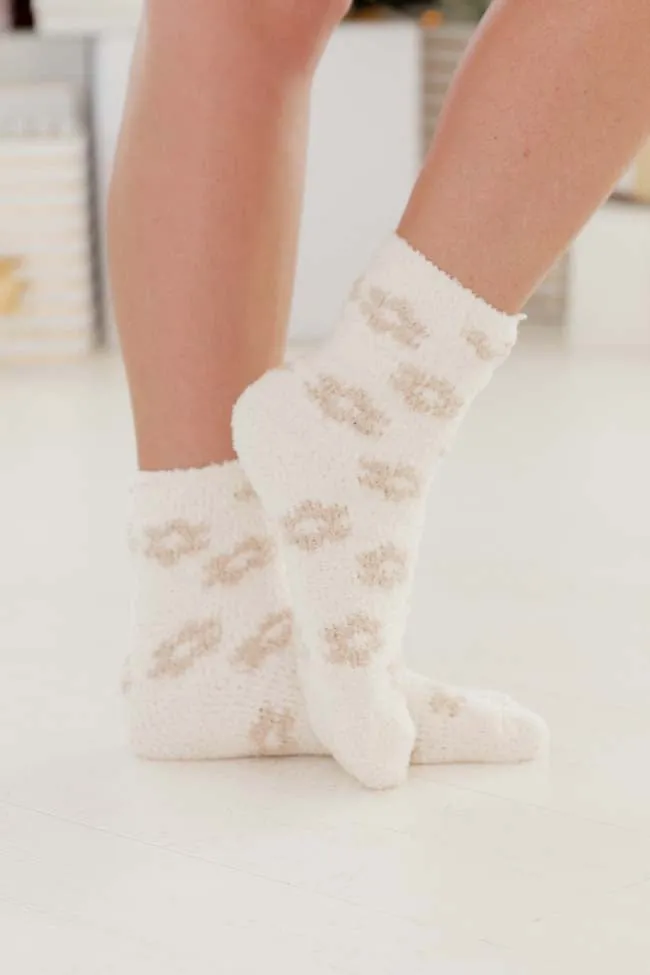 Cozy Toesies Brown Neutral Daisy Print Socks FINAL SALE