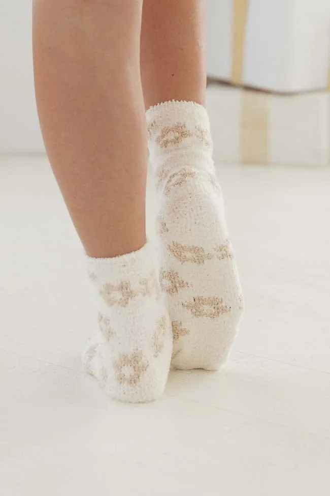 Cozy Toesies Brown Neutral Daisy Print Socks FINAL SALE