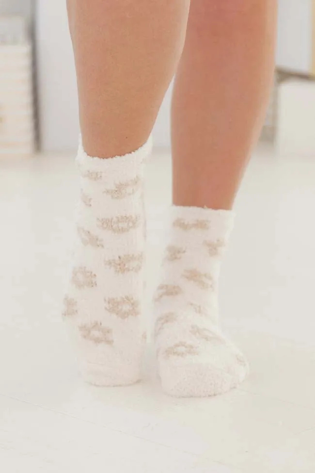 Cozy Toesies Brown Neutral Daisy Print Socks FINAL SALE