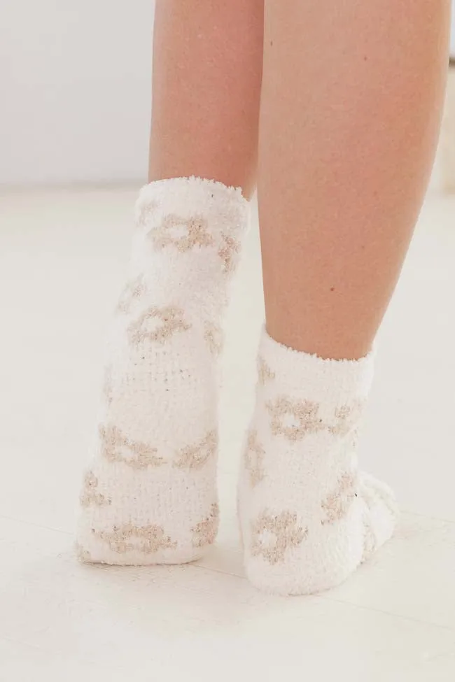 Cozy Toesies Brown Neutral Daisy Print Socks FINAL SALE