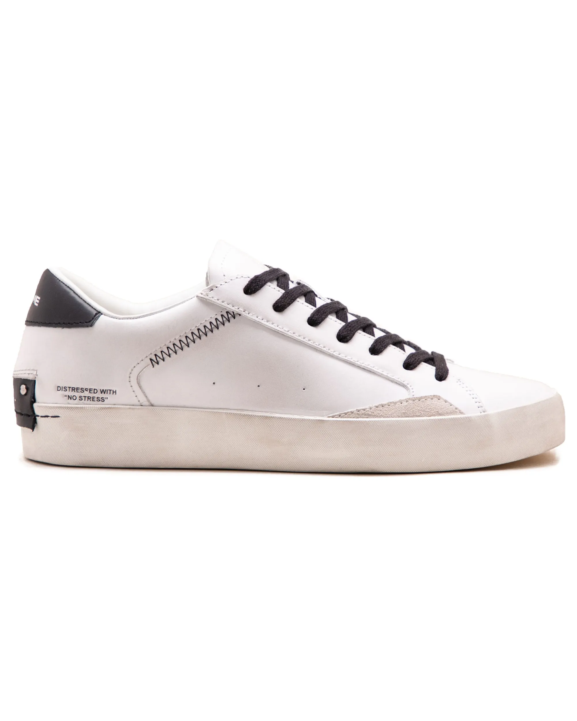 Crime London Low Top Distressed Bianco Nero