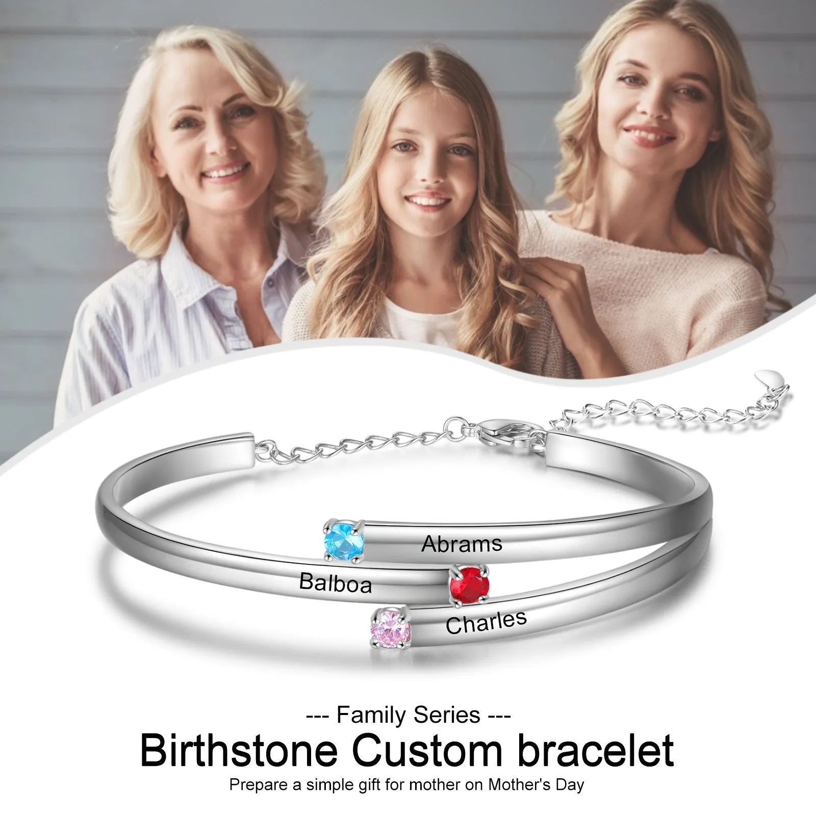 Custom Names Bangle Bracelet For Women