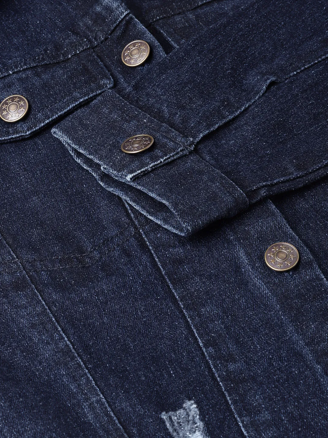 Dark Blue Denim Distressed Jacket