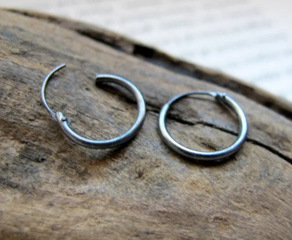 Dark Silver Hoops for Men