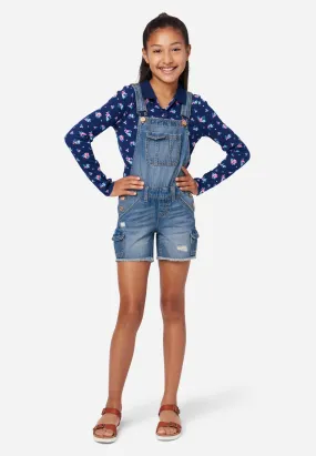 Distressed Cargo Denim Shortalls