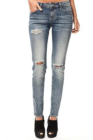 Distressed Mid-Rise Light Jean