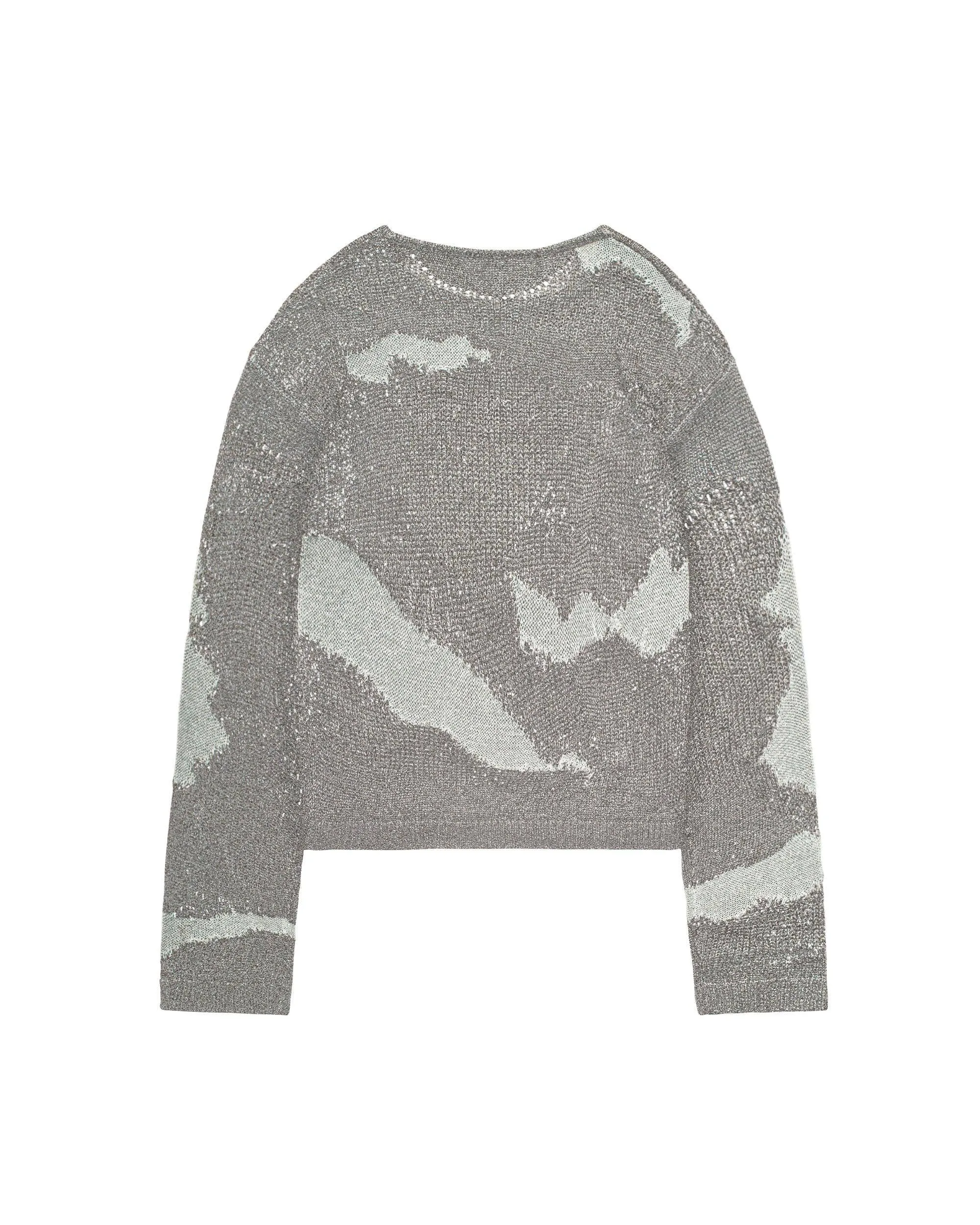 Distressed Reflective Metal Knit Sweater