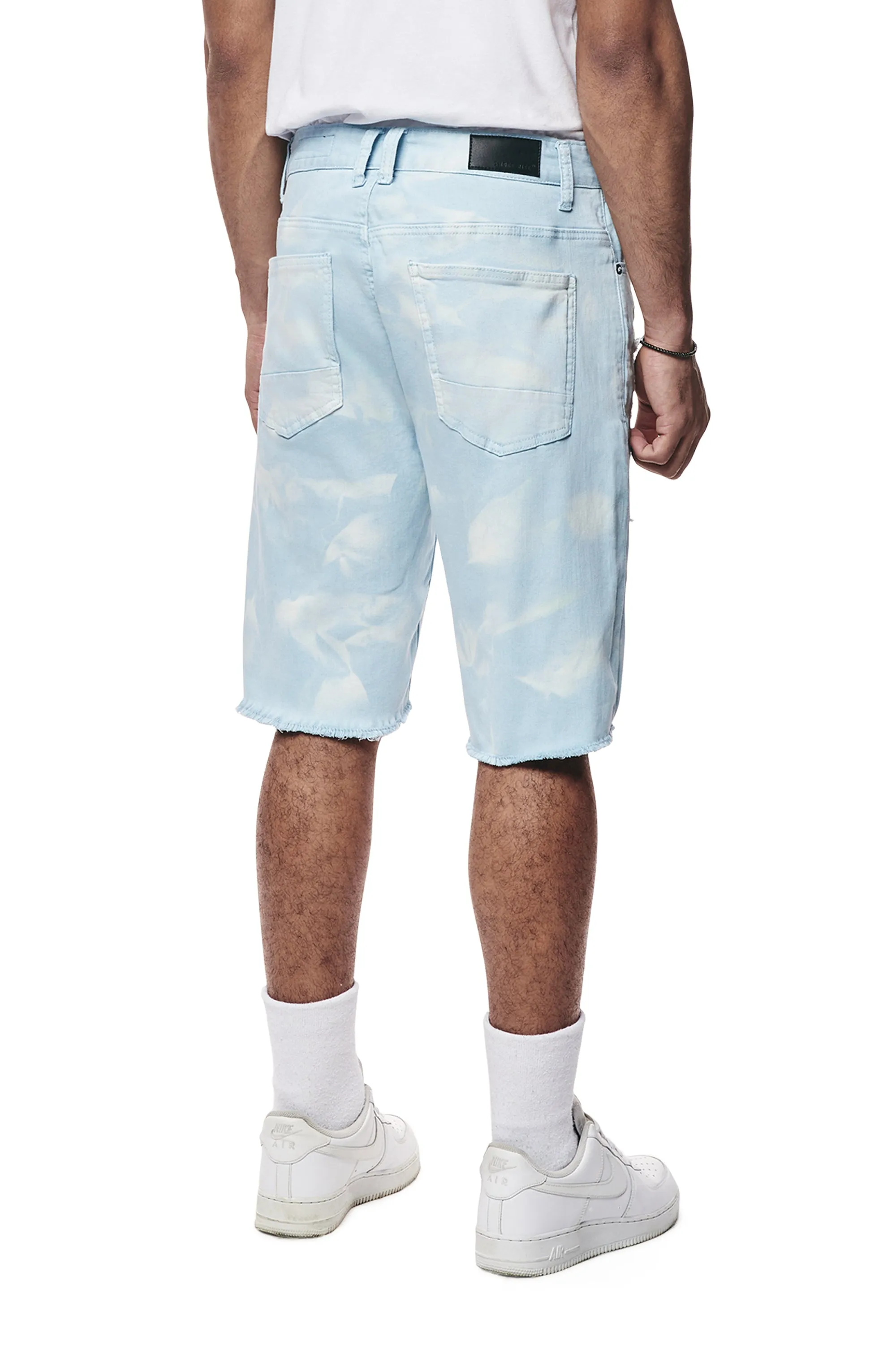 Distressed Rip & Repair Twill Shorts - Seabreeze