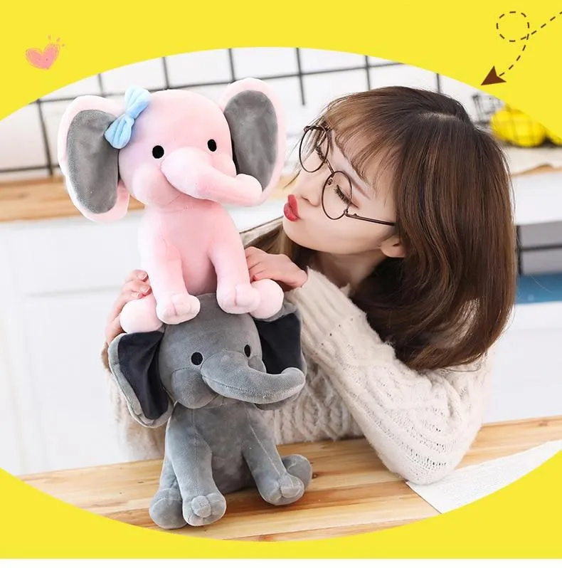 Elephant Plush Toys Baby Room Decorative Stuffed Dolls for Slepping 25cm Kawaii Animal Child Kids Plushiies Toy Pink Grey Doll