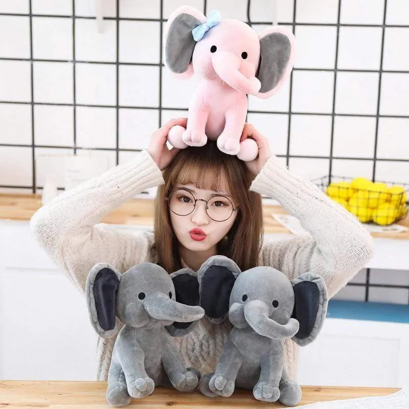 Elephant Plush Toys Baby Room Decorative Stuffed Dolls for Slepping 25cm Kawaii Animal Child Kids Plushiies Toy Pink Grey Doll