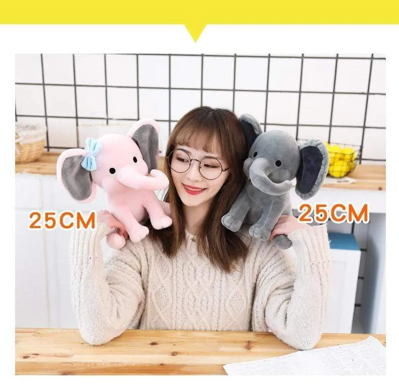 Elephant Plush Toys Baby Room Decorative Stuffed Dolls for Slepping 25cm Kawaii Animal Child Kids Plushiies Toy Pink Grey Doll