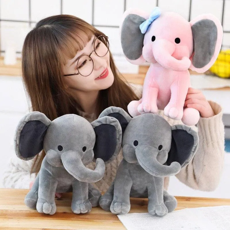 Elephant Plush Toys Baby Room Decorative Stuffed Dolls for Slepping 25cm Kawaii Animal Child Kids Plushiies Toy Pink Grey Doll