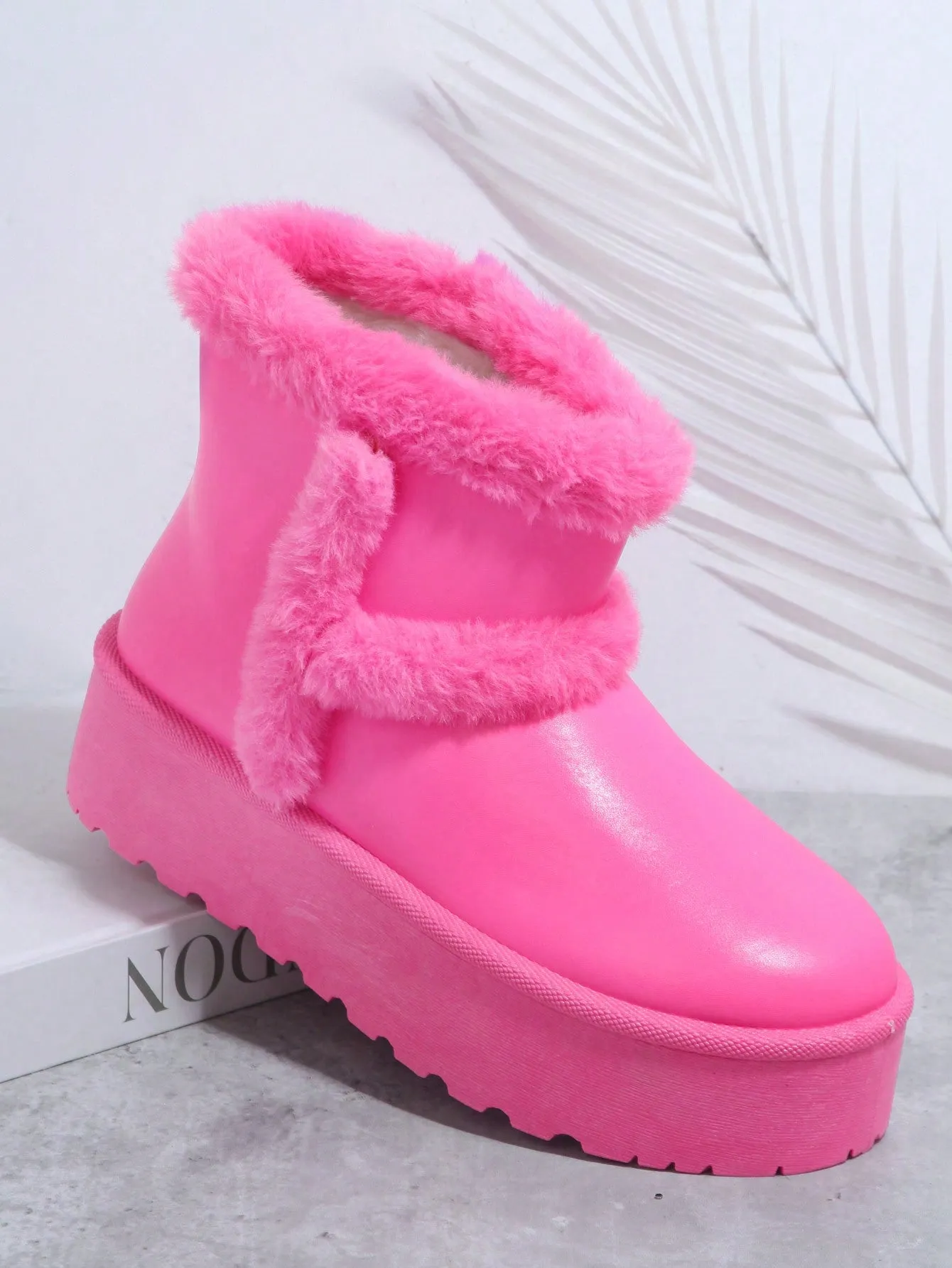 Faux Fur Lug Sole Ankle Booties