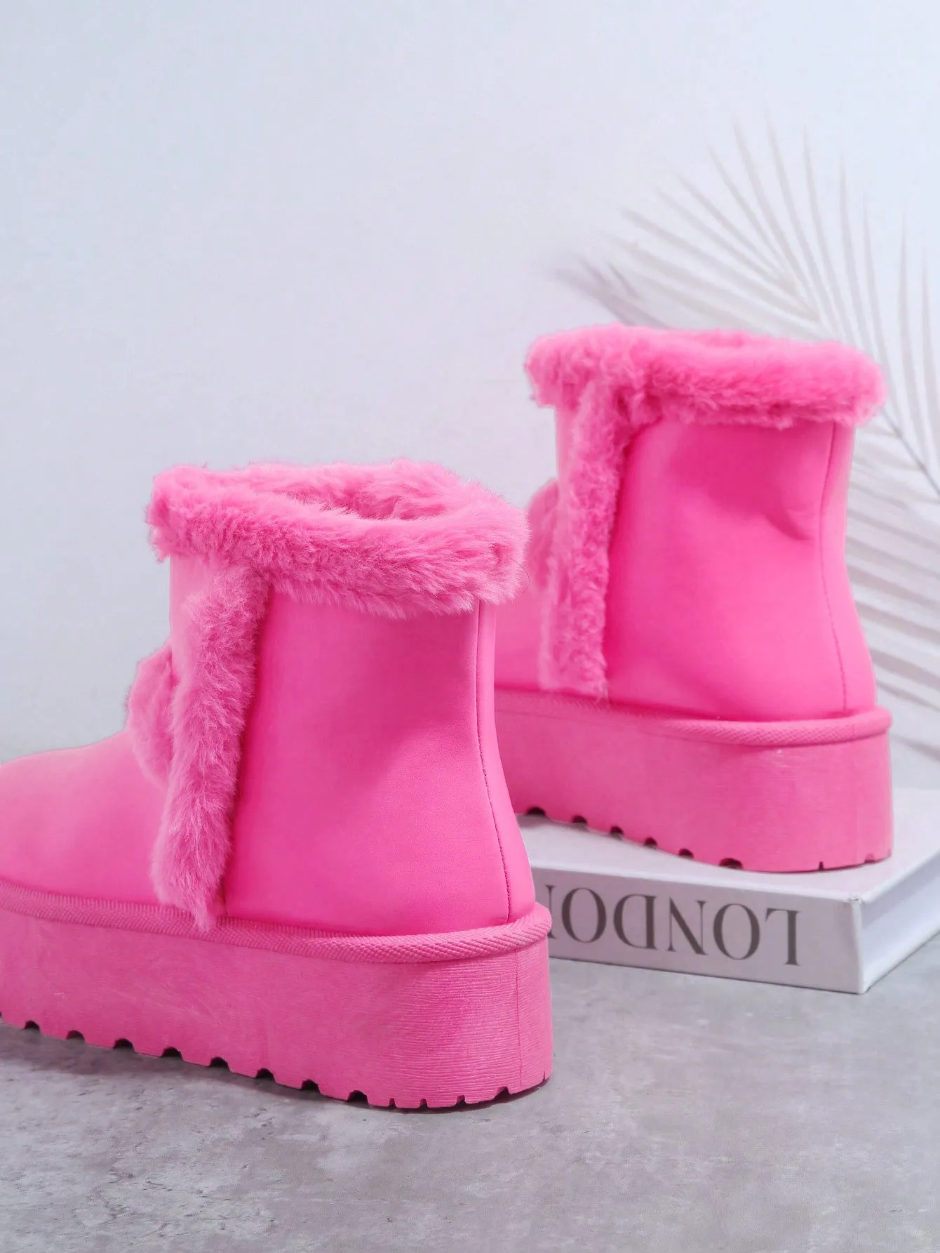 Faux Fur Lug Sole Ankle Booties