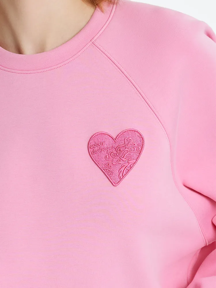 Heart-Shaped Embroidered Pullover Women Sweatshirt