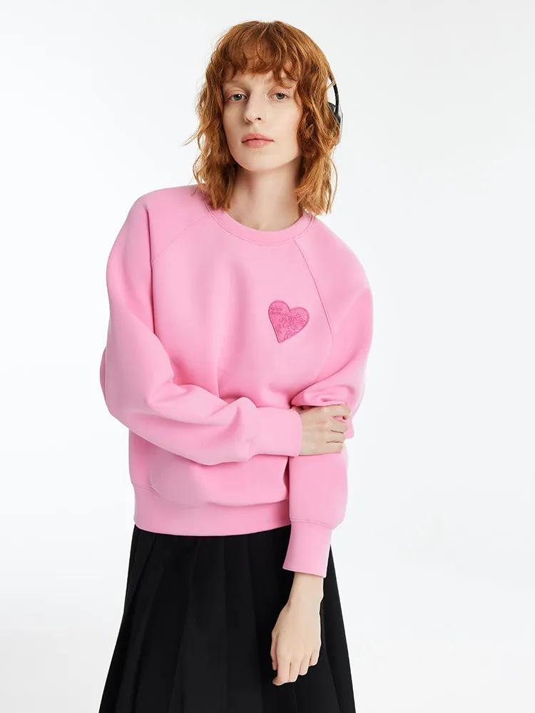 Heart-Shaped Embroidered Pullover Women Sweatshirt