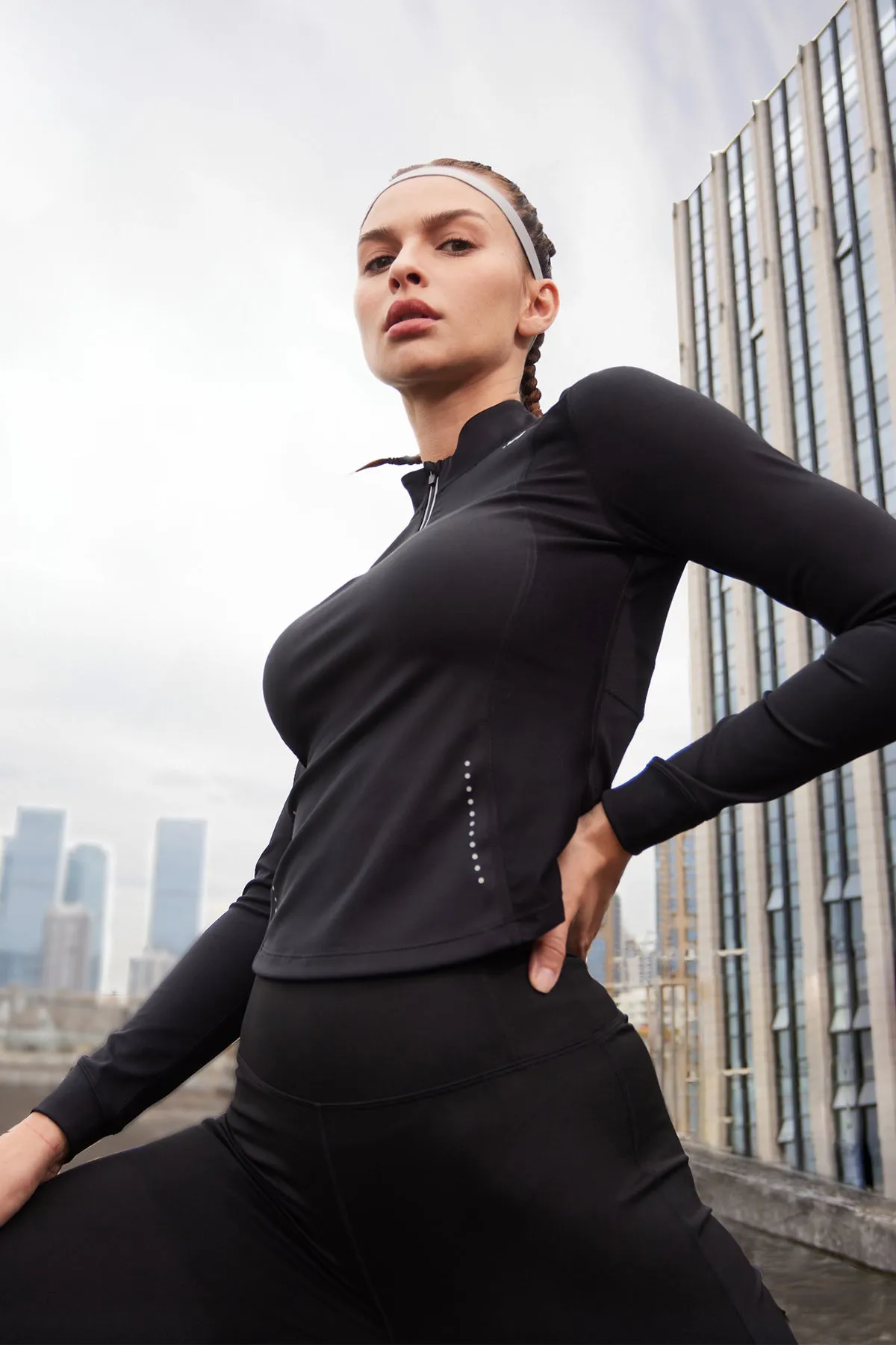 High-Neck Reflective Running Long Sleeve Shirt