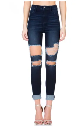 High Rise Distressed Cello Skinny