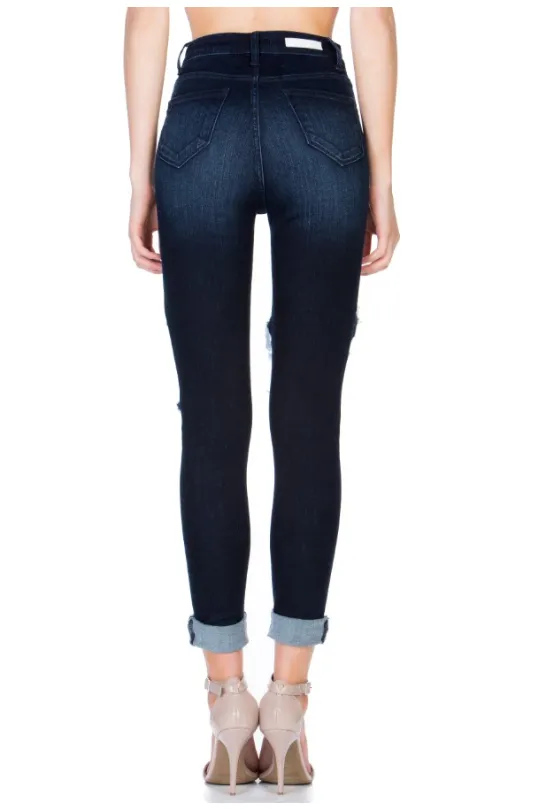 High Rise Distressed Cello Skinny