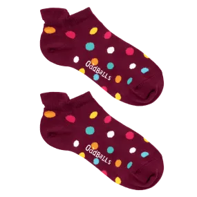 Kids Burgundy Polka Dots - Ankle Socks