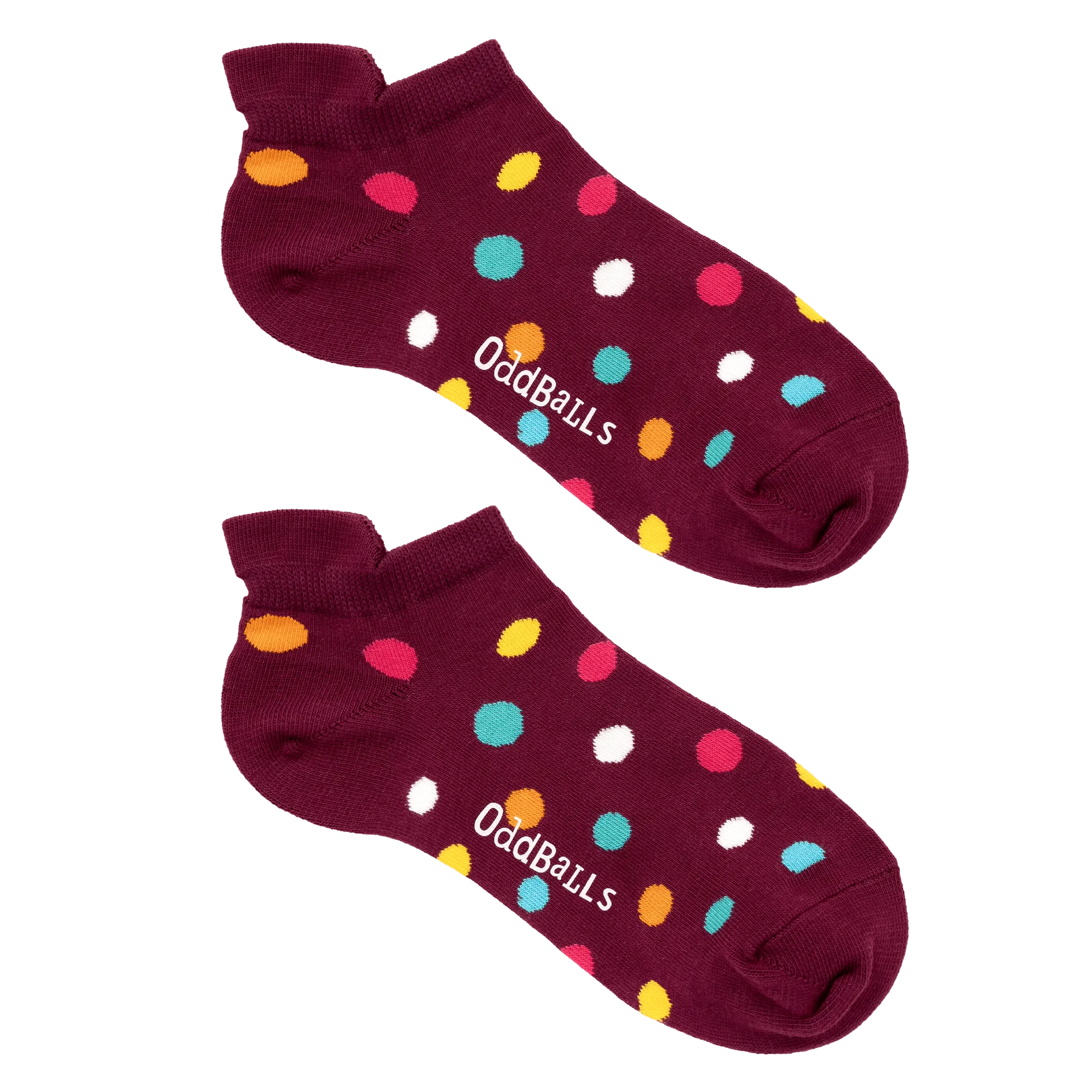 Kids Burgundy Polka Dots - Ankle Socks