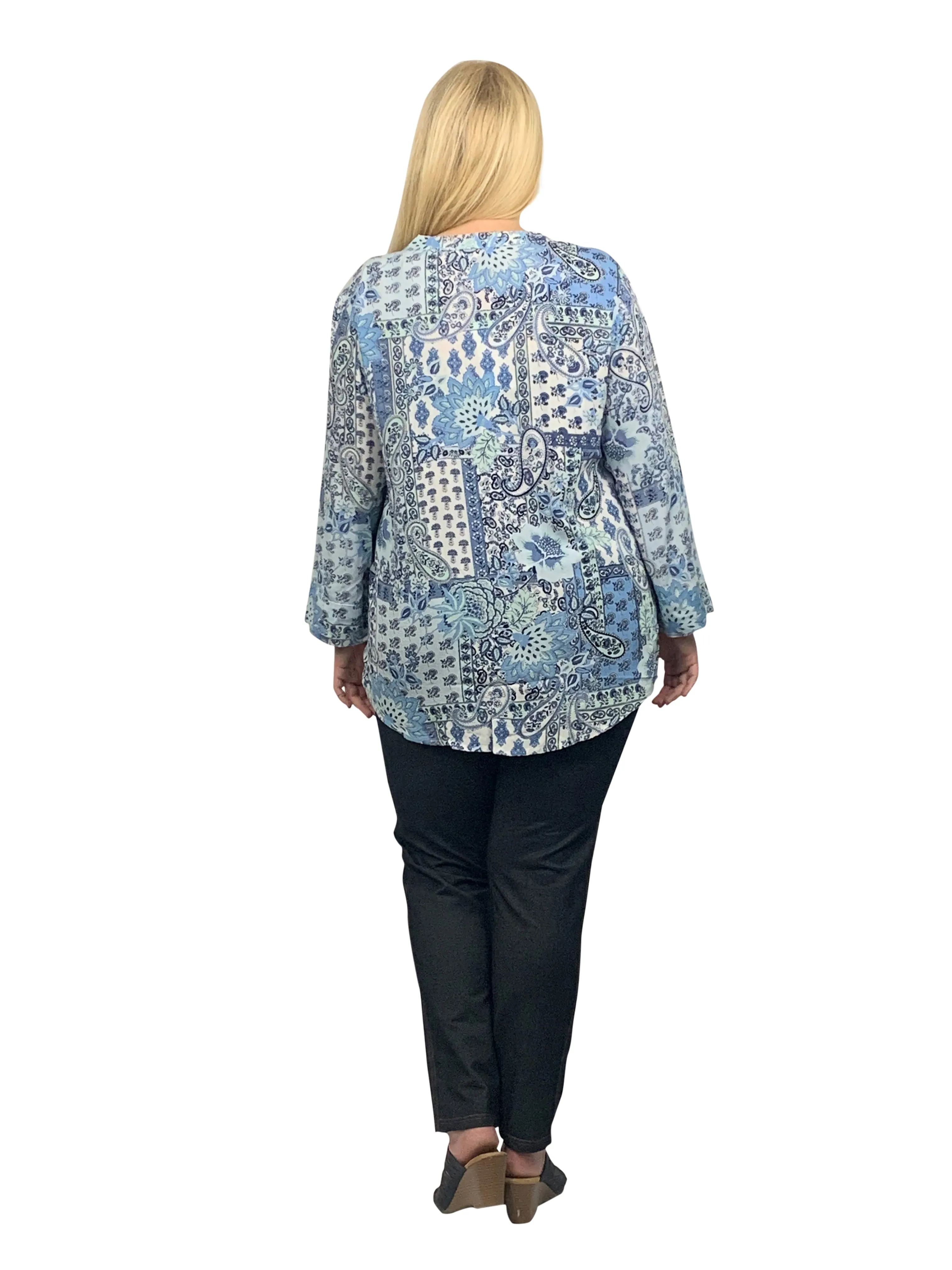 La Cera Plus Patchwork Paisley Rayon Tunic