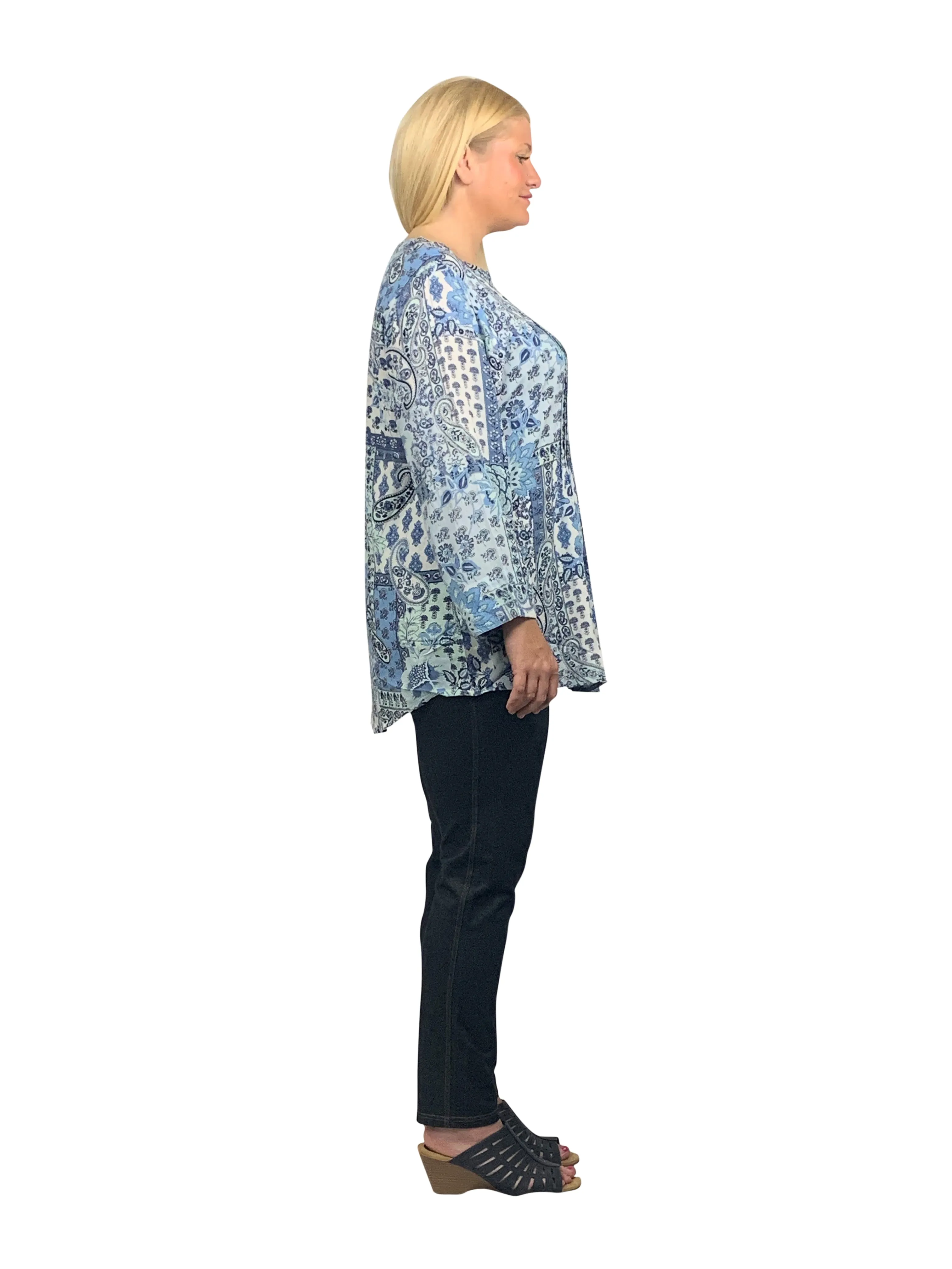 La Cera Plus Patchwork Paisley Rayon Tunic