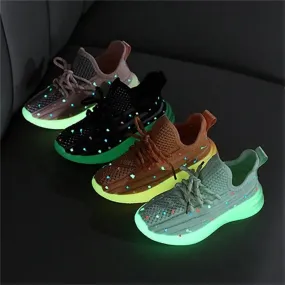 Luminous Star Breathable Knitting Mesh Kids Sneakers