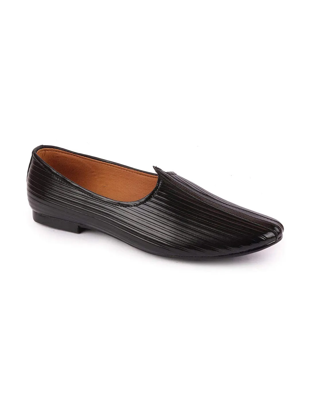 Men Black Ethnic Slip-On Juttis