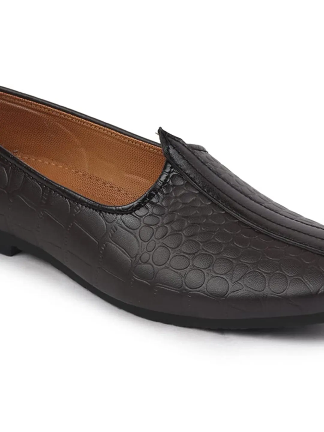 Men Brown Ethnic Slip-On Juttis