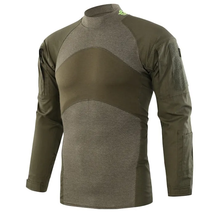 Military Stand Collar Split Joint Breathable Men's T-shirt