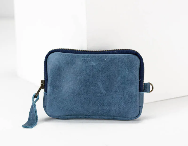 Myrto wallet - Blue distressed leather