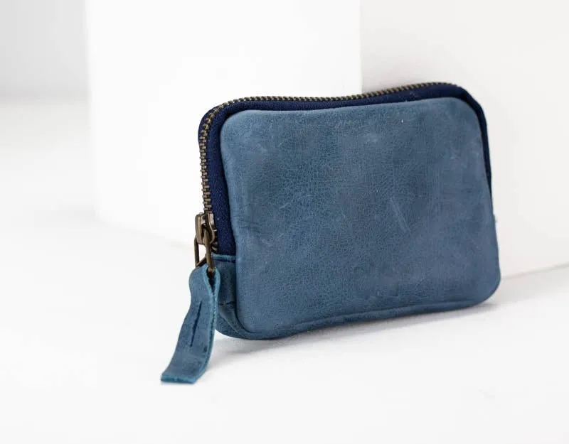 Myrto wallet - Blue distressed leather