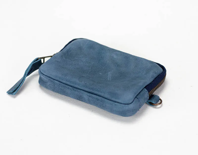 Myrto wallet - Blue distressed leather