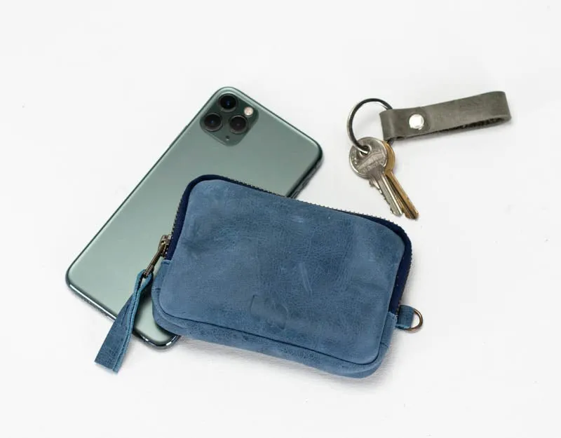 Myrto wallet - Blue distressed leather